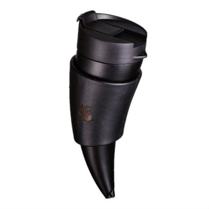 Croissant Cup Coffee Cup Stainless Steel Vacuum Flask with Rope(Black)-garmade.com