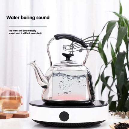 Stainless Steel Whistle Kettle for Induction Cooker Home Classical Piano Sound Singing Pot without Magnetic Heat, Capacity:1L-garmade.com