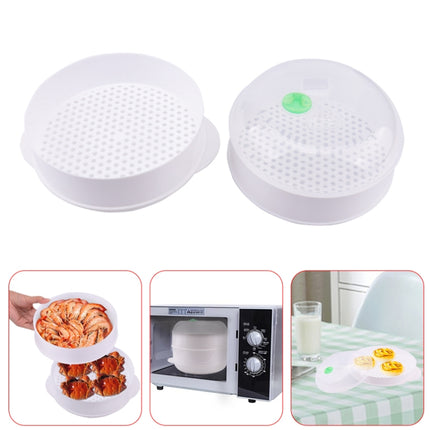 2 PCS Microwave Steamer Cooker Steam Cooking Pot Accessories Vegetables Seafood Steamer, Layers:Double layer-garmade.com