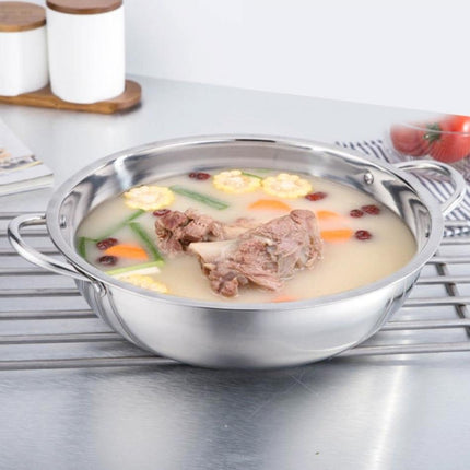 5 PCS Stainless Steel Hot Pot Thick Non-magnetic Clear Soup Pot Double-eared Hot Pot, Size:30cm-garmade.com