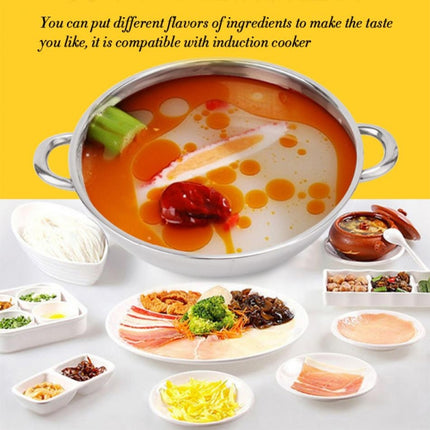 5 PCS Stainless Steel Hot Pot Thick Non-magnetic Clear Soup Pot Double-eared Hot Pot, Size:32cm-garmade.com