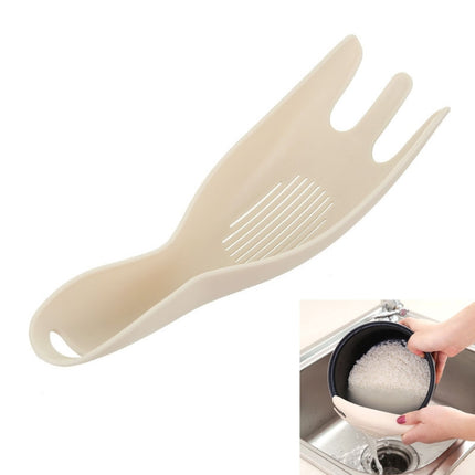 Kitchen Creative Multi-function Rice Washing Sieve Home Does Not Hurt Hand Wash Rice Tools(Khaki)-garmade.com