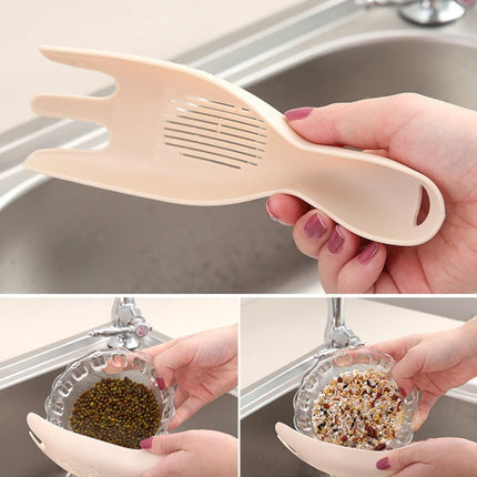 Kitchen Creative Multi-function Rice Washing Sieve Home Does Not Hurt Hand Wash Rice Tools(Khaki)-garmade.com