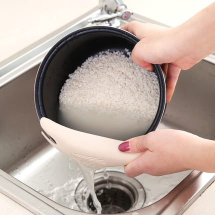 Kitchen Creative Multi-function Rice Washing Sieve Home Does Not Hurt Hand Wash Rice Tools(Khaki)-garmade.com