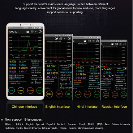 USB 3.0 Color Display Screen Tester Voltage-current Measurement Type-C Meter, Support Android APP, Model:UM34 without Bluetooth-garmade.com