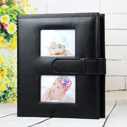 6 inch PU Leather Family Daily Photo Album with Creative Pocket(Black)-garmade.com