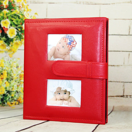6 inch PU Leather Family Daily Photo Album with Creative Pocket(Red)-garmade.com