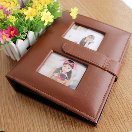6 inch PU Leather Family Daily Photo Album with Creative Pocket(Brown)-garmade.com
