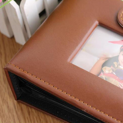 6 inch PU Leather Family Daily Photo Album with Creative Pocket(Brown)-garmade.com