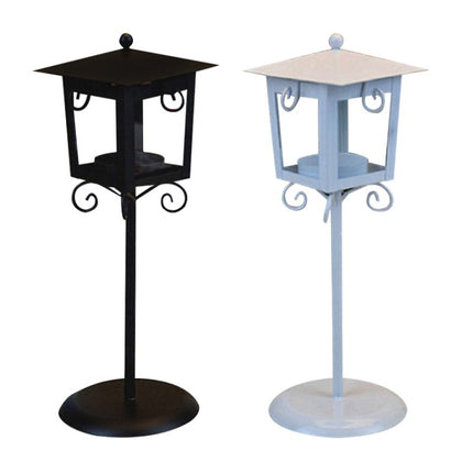 Glass Retro Wrought Iron Street Lamp Candle Holder Home Wedding Decoration(Black)-garmade.com