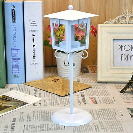 Glass Retro Wrought Iron Street Lamp Candle Holder Home Wedding Decoration(White)-garmade.com