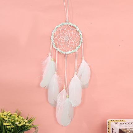 Creative Weaving Crafts Car Ornaments Hollow Wind Chimes Dreamcatcher Wall Hanging Decoration, Type:Without Light(Green)-garmade.com