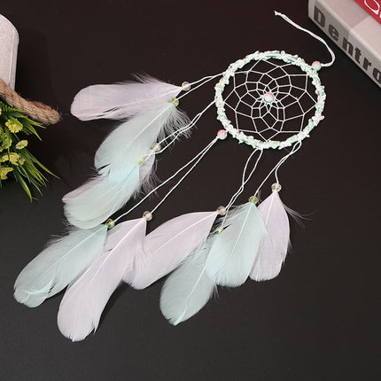 Creative Weaving Crafts Car Ornaments Hollow Wind Chimes Dreamcatcher Wall Hanging Decoration, Type:Without Light(Green)-garmade.com