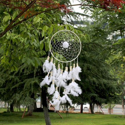 Creative Weaving Crafts Car Ornaments Dreamcatcher Wall Hanging Jewelry(White)-garmade.com
