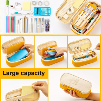 Simple Primary Junior High School Student Stationery Bag Flexible Pencil Case Large Capacity Mesh Pencil Case(Light Blue)-garmade.com