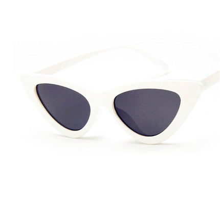 Sexy Ladies Cat Eye Sunglasses Women Vintage Sun Glasses(White Grey)-garmade.com