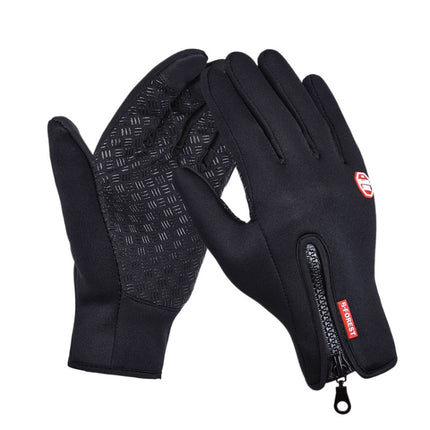 Outdoor Sports Hiking Winter Leather Soft Warm Bike Gloves For Men Women, Size:M (Blue)-garmade.com