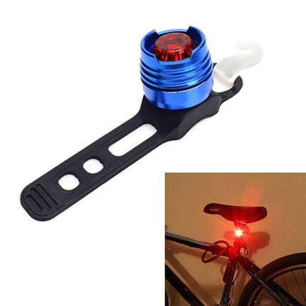 Aluminum Bicycle Cycling Front Rear Tail Helmet Red White LED Flash Lights Safety Warning Lamp Cycling Caution Light Waterproof(Red Light Blue Case )-garmade.com