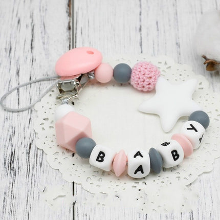3 PCS DIY Silicone Baby Pacifier Clip Colorful Pacifier Chain(Pink)-garmade.com