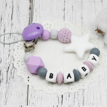 3 PCS DIY Silicone Baby Pacifier Clip Colorful Pacifier Chain(Purple)-garmade.com