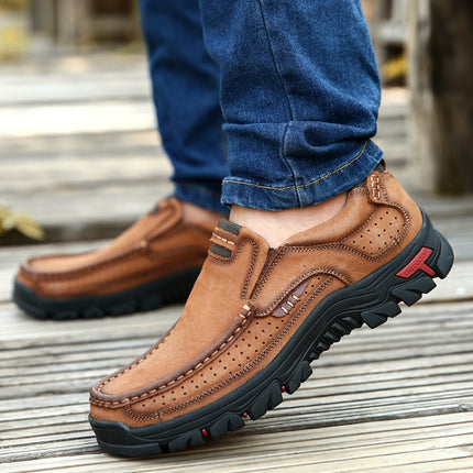 Comfortable and Breathable Non-Slip Set Feet Outdoor Hiking Sneakers Formal Shoes for Men, Shoe Size:47(Brown)-garmade.com