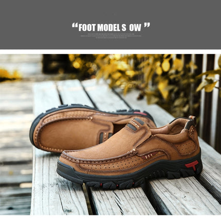 Comfortable and Breathable Non-Slip Set Feet Outdoor Hiking Sneakers Formal Shoes for Men, Shoe Size:47(Brown)-garmade.com