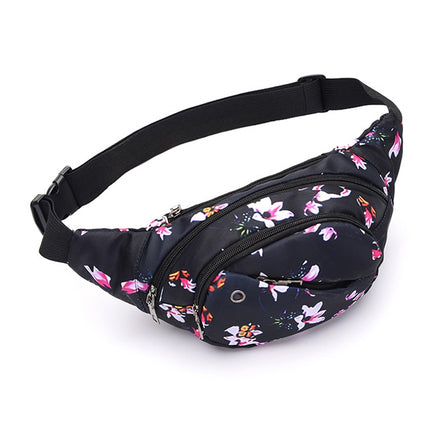 Color Printing Multi-function Casual Pockets Ladies Outdoor Purse Waist Bag(Lily pattern)-garmade.com