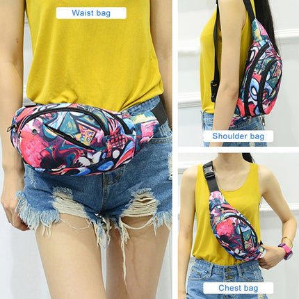 Color Printing Multi-function Casual Pockets Ladies Outdoor Purse Waist Bag(Lily pattern)-garmade.com