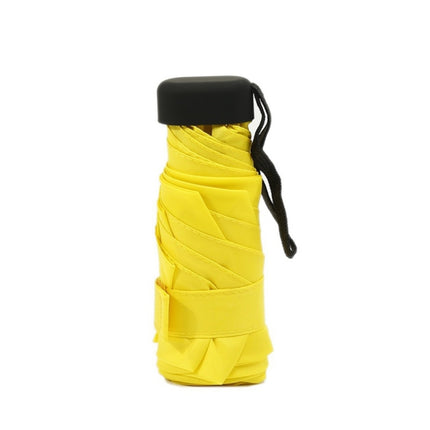 Mini Capsule Pocket Umbrella Windproof Foldable Travel Compact Umbrella(Yellow)-garmade.com