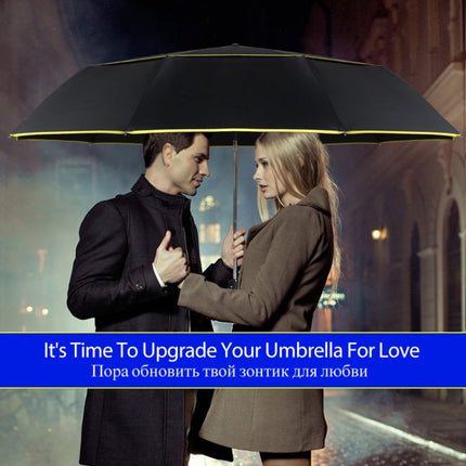 Fully-Automatic Double Rain 3 Folding Wind Resistant Travel Business Big Umbrella(Black)-garmade.com