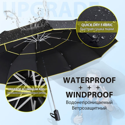 Fully-Automatic Double Rain 3 Folding Wind Resistant Travel Business Big Umbrella(Blue)-garmade.com