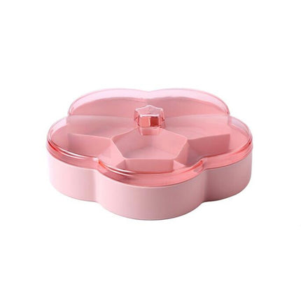 Single Layer Flower-shaped Transparent Wedding Candy Snack Dried Fruit Storage Box(Pink)-garmade.com