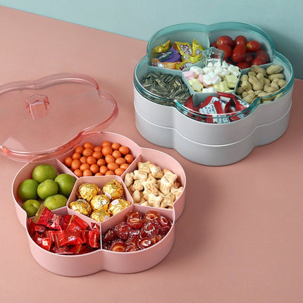 Single Layer Flower-shaped Transparent Wedding Candy Snack Dried Fruit Storage Box(Red)-garmade.com
