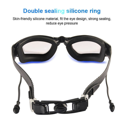 YJ003 Electroplating HD Anti-fog Swimming Glasses Waterproof Diving Equipment for Man and Women(Black)-garmade.com