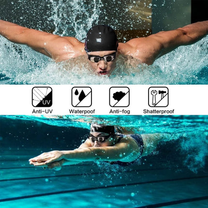 YJ003 Electroplating HD Anti-fog Swimming Glasses Waterproof Diving Equipment for Man and Women(Blue)-garmade.com