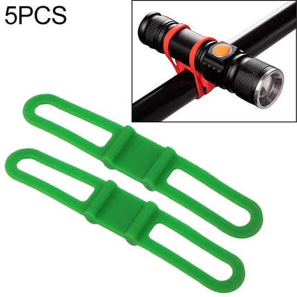 5 PCS Silicon Strap Mountain Road Bike Torch Phone Flashlight Elastic Bandage Bicycle Light Mount Holder(Green)-garmade.com
