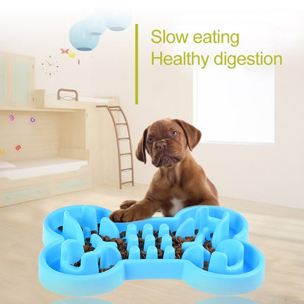 Pet Dog Supplies Bone Puzzle Silicone Slow Food Anti-choke Bowl Tableware, Size:L(Blue)-garmade.com