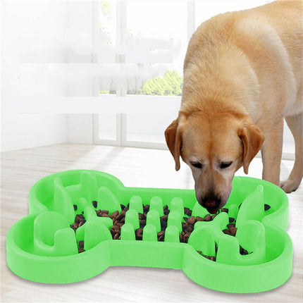 Pet Dog Supplies Bone Puzzle Silicone Slow Food Anti-choke Bowl Tableware, Size:L(Green)-garmade.com