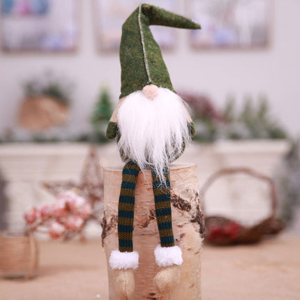 Cute Sitting Faceless Long-legged Elf Doll Christmas Decoration(Green)-garmade.com