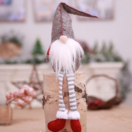 Cute Sitting Faceless Long-legged Elf Doll Christmas Decoration(Grey)-garmade.com