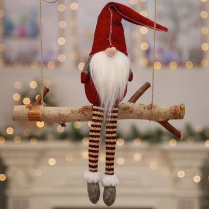 Cute Sitting Faceless Long-legged Elf Doll Christmas Decoration(Red)-garmade.com
