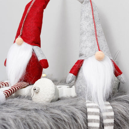 Cute Sitting Faceless Long-legged Elf Doll Christmas Decoration(Grey)-garmade.com