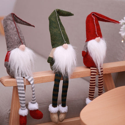 Cute Sitting Faceless Long-legged Elf Doll Christmas Decoration(Green)-garmade.com