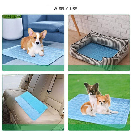 SFB104 Summer Cooling Mats Blanket Ice Pet Dog Cat Bed Mats, Size:50x40cm(Blue)-garmade.com