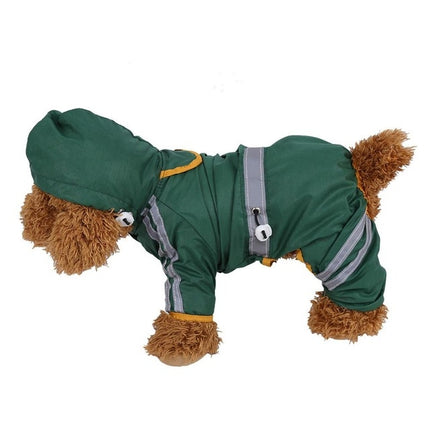 Waterproof Jacket Clothes Fashion Pet Raincoat Puppy Dog Cat Hoodie Raincoat, Size:XS(Green)-garmade.com