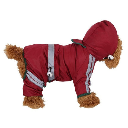 Waterproof Jacket Clothes Fashion Pet Raincoat Puppy Dog Cat Hoodie Raincoat, Size:M(Red)-garmade.com