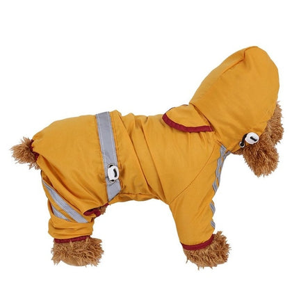 Waterproof Jacket Clothes Fashion Pet Raincoat Puppy Dog Cat Hoodie Raincoat, Size:L(Yellow)-garmade.com