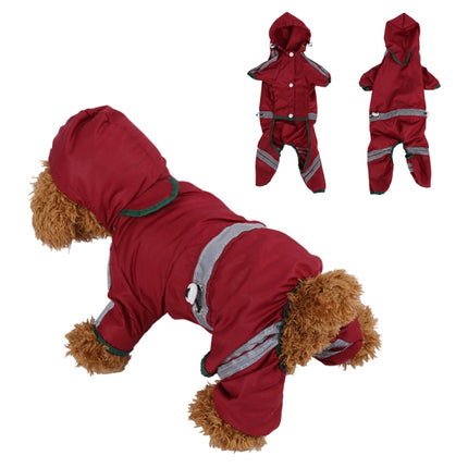 Waterproof Jacket Clothes Fashion Pet Raincoat Puppy Dog Cat Hoodie Raincoat, Size:L(Red)-garmade.com
