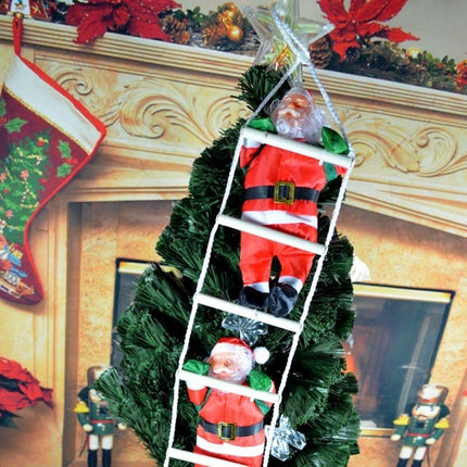 3 PCS Christmas Pendant Ladder Santa Claus Doll Tree New Year Ornaments(25cm 2 person)-garmade.com