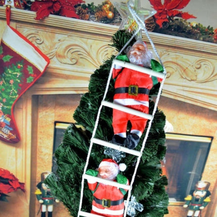 3 PCS Christmas Pendant Ladder Santa Claus Doll Tree New Year Ornaments(25cm 2 person)-garmade.com